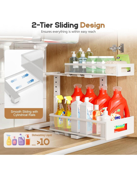 Organizador Bajo Fregadero Biboraya 2 Niveles Ajustable Blanco Organizador Bajo Fregadero Biboraya 2 Niveles Ajustable Blanco