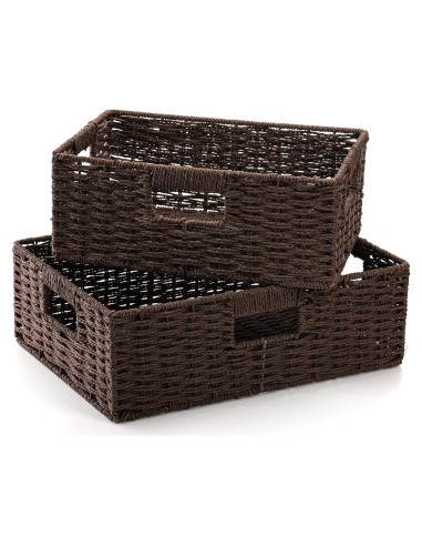 Cestas de Almacenamiento de Mimbre Marrón TOPZEA - 2 Piezas