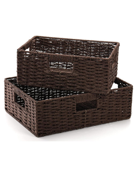 Cestas de Almacenamiento de Mimbre Marrón TOPZEA - 2 Piezas
