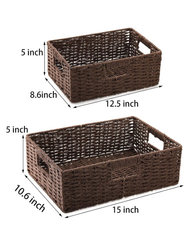 Cestas de Almacenamiento de Mimbre Marrón TOPZEA - 2 Piezas