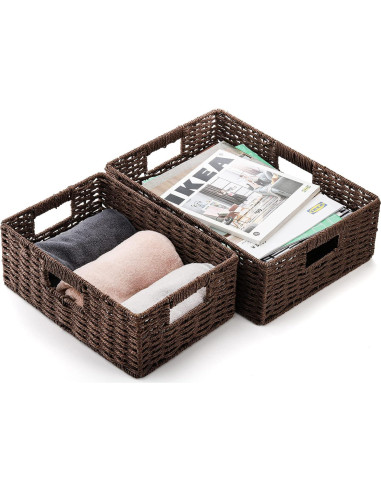 Cestas de Almacenamiento de Mimbre Marrón TOPZEA - 2 Piezas