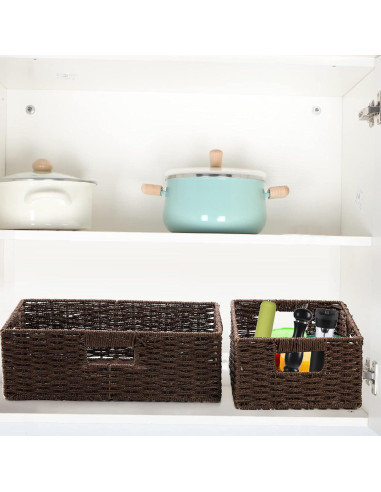 Cestas de Almacenamiento de Mimbre Marrón TOPZEA - 2 Piezas