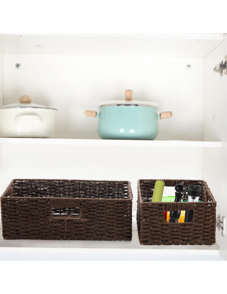 Cestas de Almacenamiento de Mimbre Marrón TOPZEA - 2 Piezas