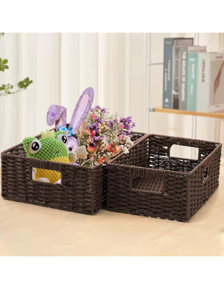 Cestas de Almacenamiento de Mimbre Marrón TOPZEA - 2 Piezas
