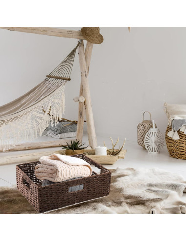 Cestas de Almacenamiento de Mimbre Marrón TOPZEA - 2 Piezas