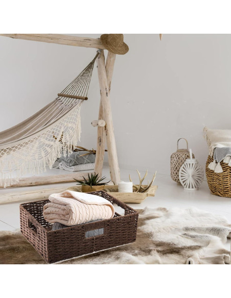 Cestas de Almacenamiento de Mimbre Marrón TOPZEA - 2 Piezas