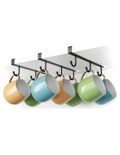 Soporte para Tazas ECROCY Negro, Organizador de 3 Ganchos para Gabinete