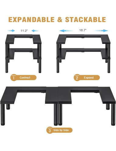 Organizador de Especias THYGIFTREE Expandible 2 Niveles Metal Negro