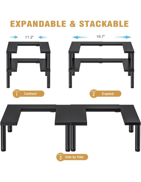 Organizador de Especias THYGIFTREE Expandible 2 Niveles Metal Negro