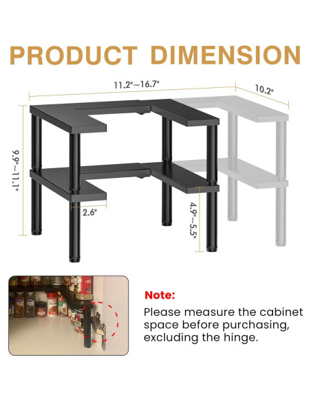 Organizador de Especias THYGIFTREE Expandible 2 Niveles Metal Negro