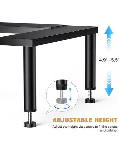 Organizador de Especias THYGIFTREE Expandible 2 Niveles Metal Negro