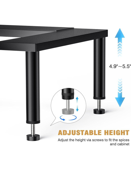 Organizador de Especias THYGIFTREE Expandible 2 Niveles Metal Negro