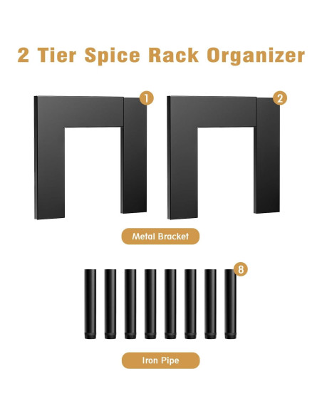 Organizador de Especias THYGIFTREE Expandible 2 Niveles Metal Negro