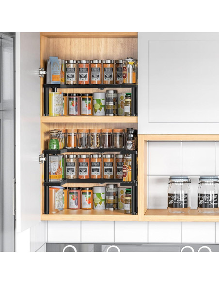 Organizador de Especias THYGIFTREE Expandible 2 Niveles Metal Negro