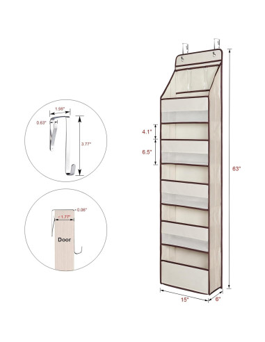 Organizador Colgante para Puerta Univivi 6 Capas Beige PVC