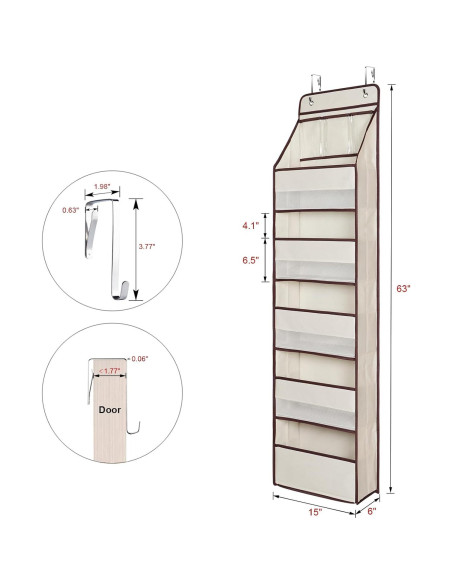 Organizador Colgante para Puerta Univivi 6 Capas Beige PVC