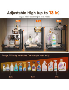 Organizador Bajo Fregadero Sevenblue 2 Niveles Ajustable Negro 2