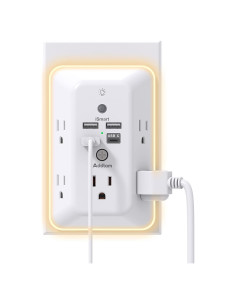 Extensor de Enchufe Addtam 5 Salidas 4 USB con Luz Nocturna
