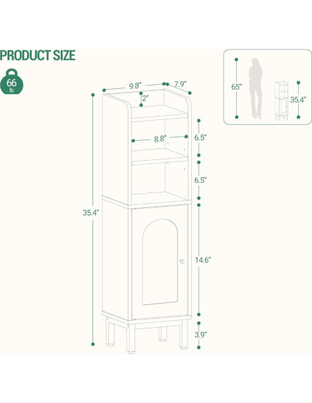 Armario de Almacenamiento para Baño Hzuaneri 20x25x90cm Marrón Rústico