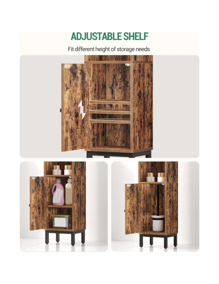 Armario de Almacenamiento para Baño Hzuaneri 20x25x90cm Marrón Rústico