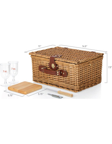 Cesta de Picnic Clásica de Vino y Queso PICNIC TIME 36.8x27.9cm