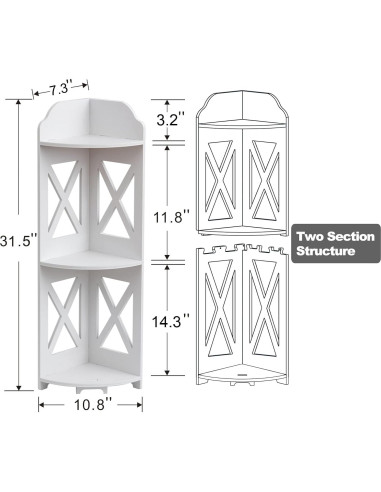 Estante de esquina J JINXIAMU blanco 3 niveles impermeable
