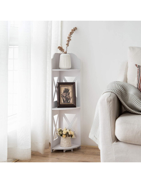 Estante de esquina J JINXIAMU blanco 3 niveles impermeable