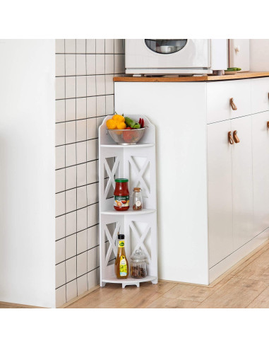 Estante de esquina J JINXIAMU blanco 3 niveles impermeable