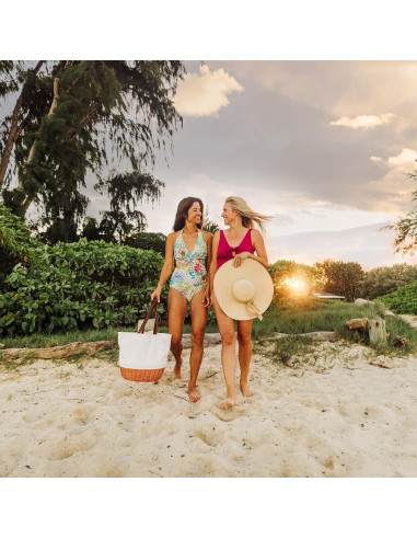 Cesta de Playa y Picnic Coronado PICNIC TIME Lona Beige 36x29x34cm