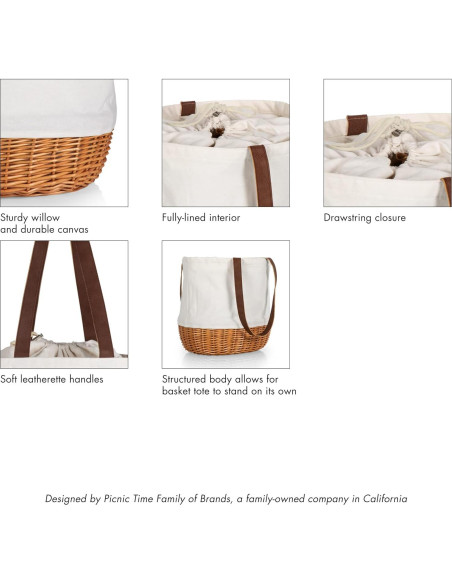 Cesta de Playa y Picnic Coronado PICNIC TIME Lona Beige 36x29x34cm