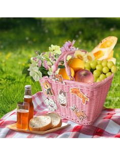 Cesta de Picnic de Mimbre Aikolesa Rosa 21x16x16 cm 2