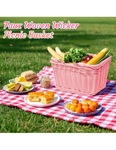 Cesta de Picnic de Mimbre Aikolesa Rosa 21x16x16 cm