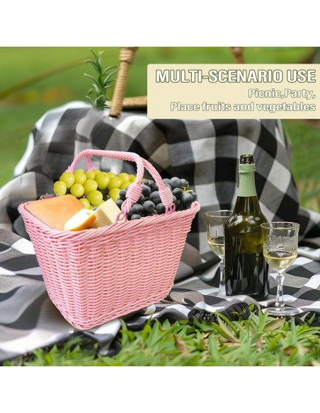 Cesta de Picnic de Mimbre Aikolesa Rosa 21x16x16 cm