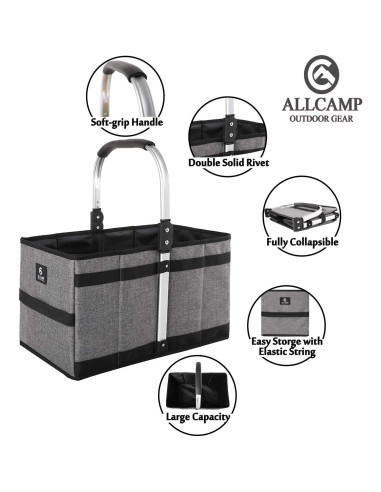 Cesta Plegable ALLCAMP 27L Gris - Compacta y Multiuso