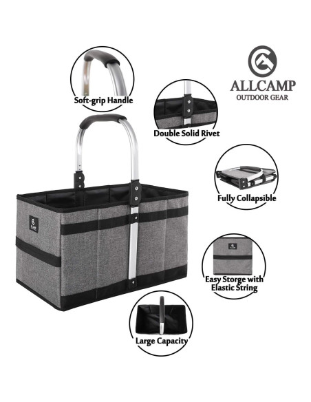 Cesta Plegable ALLCAMP 27L Gris - Compacta y Multiuso