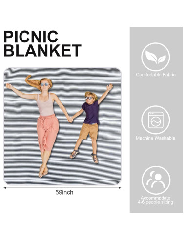 Cesta de Picnic de Mimbre Skybooly con Manta 38x28x18cm