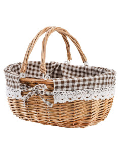 Cesta de Picnic de Mimbre Peohud con Doble Asa Plegable