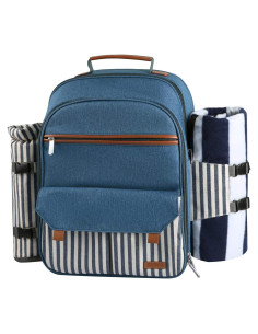 Mochila de Picnic Sunflora para 4 Personas con Manta y Bolsa Térmica