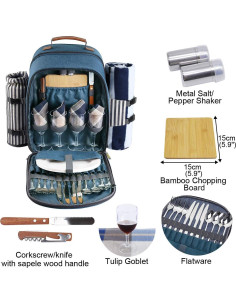 Mochila de Picnic Sunflora para 4 Personas con Manta y Bolsa Térmica 2