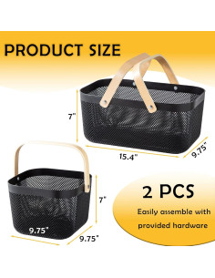 Cestas de Picnic de Plástico Nexboraque - 2 Tamaños, Negro 2