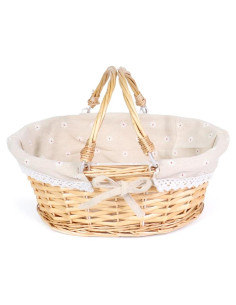 Cesta de Mimbre MEIEM Ovalada Natural para Picnic y Almacenamiento