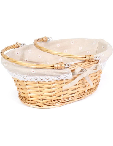 Cesta de Mimbre MEIEM Ovalada Natural para Picnic y Almacenamiento