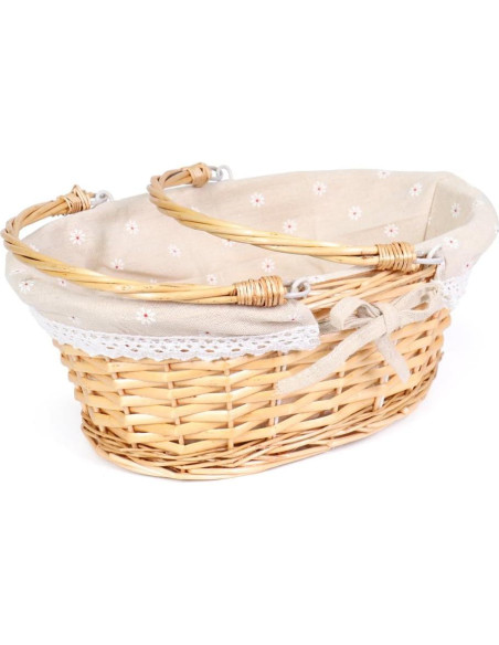 Cesta de Mimbre MEIEM Ovalada Natural para Picnic y Almacenamiento