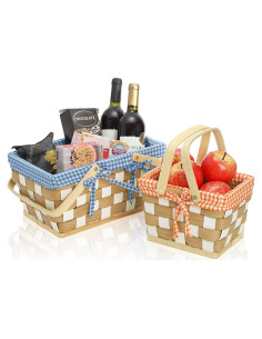 Cestas de Picnic YIMITEE - 2 Piezas Tejidas a Mano 34.3cm