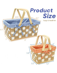 Cestas de Picnic YIMITEE - 2 Piezas Tejidas a Mano 34.3cm 2