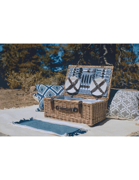 Cesta de Picnic Belmont para 4 Personas - Mimbre con Rayas
