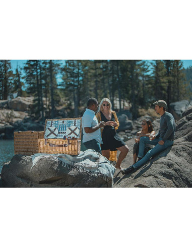 Cesta de Picnic Belmont para 4 Personas - Mimbre con Rayas