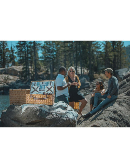 Cesta de Picnic Belmont para 4 Personas - Mimbre con Rayas