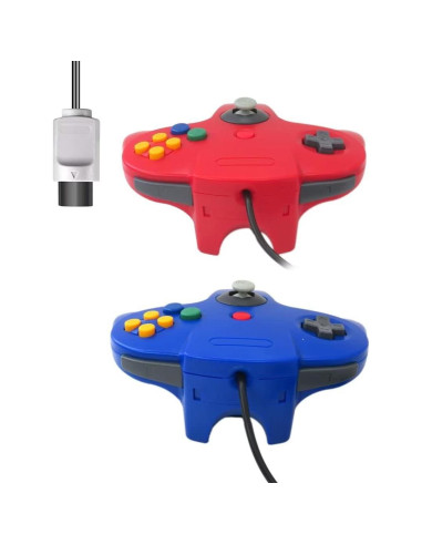 Controlador con cable 2-Pack USonline911 para Nintendo 64 - Azul y Rojo