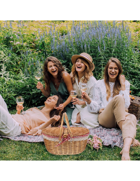 Cesta de Picnic de Mimbre Milisten 35x25x17cm con Tapa y Asa